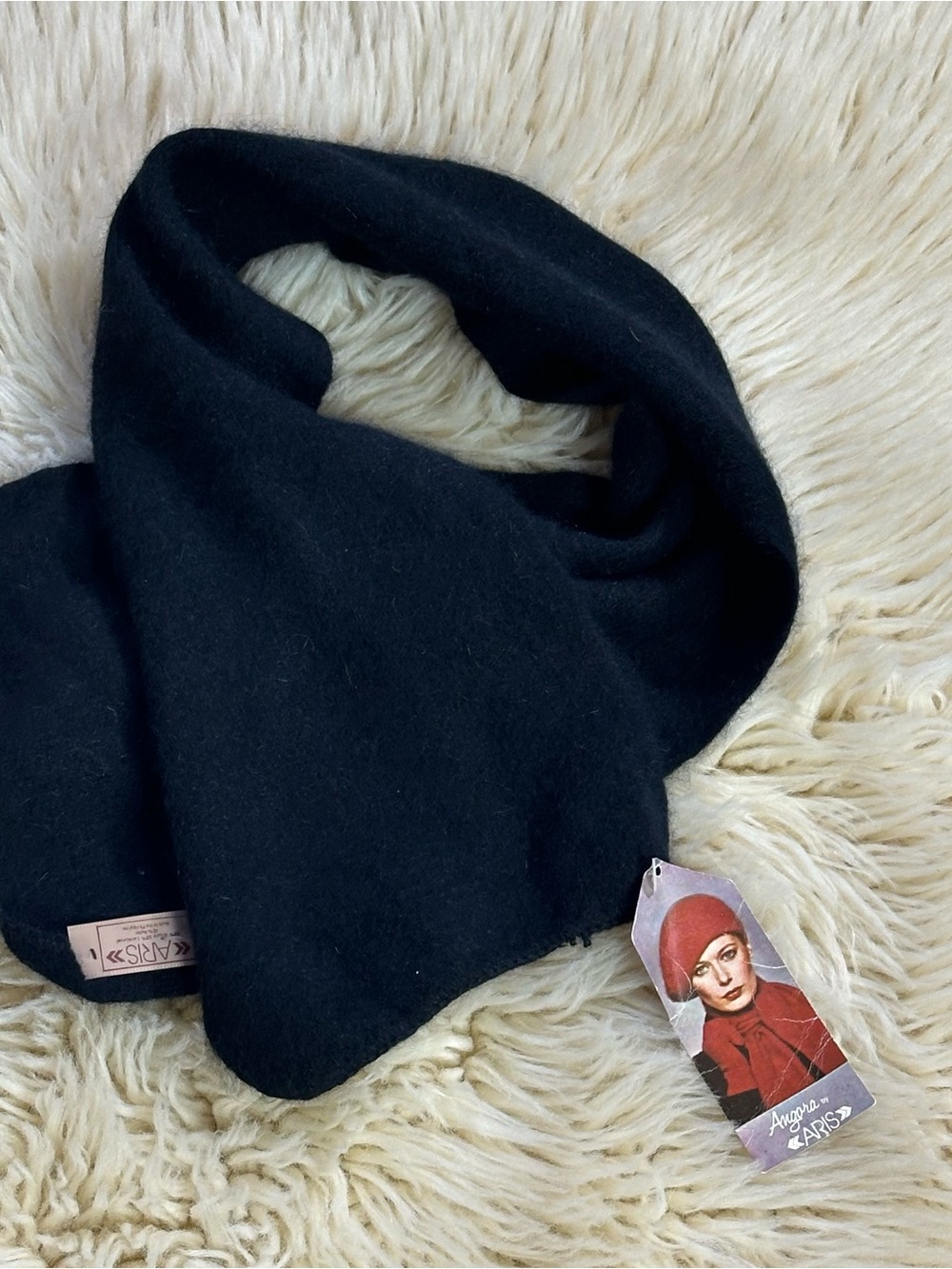 Vintage Atis Angora and  Wool Scarf with Branded Tag